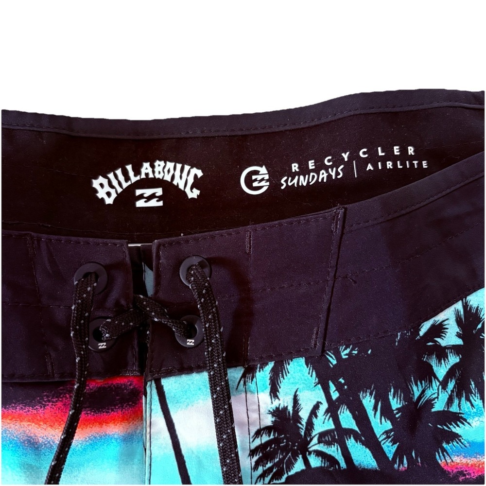 Billabong Board Shorts Sundays Airlite Mens Blue Black Tropical Size 38 Beach - Picture 3 of 12